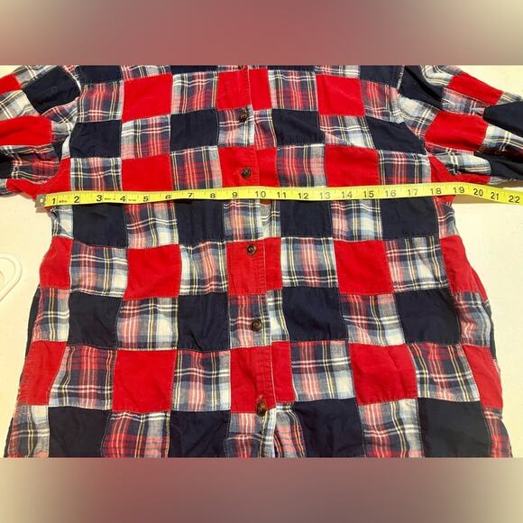 VTG Liz Claiborne Sport Patchwork Plaid Button Up Shirt Womens Size S Red - Picture 8 of 9
